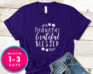 Thankful Grateful Blessed T-Shirt - Autmn Fall Thanksgiving Shirt