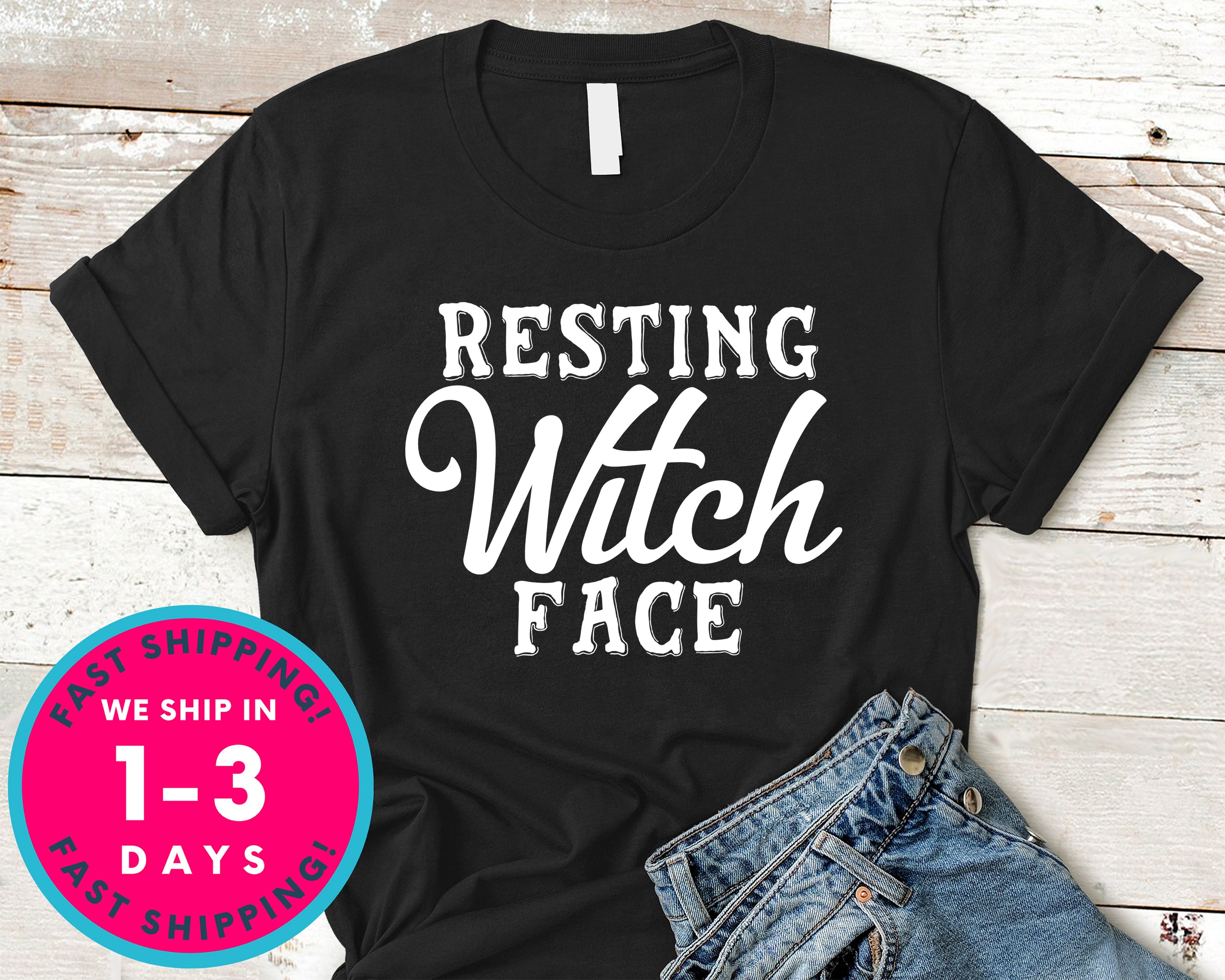 Resting Witch Face T-Shirt - Halloween Horror Scary Shirt