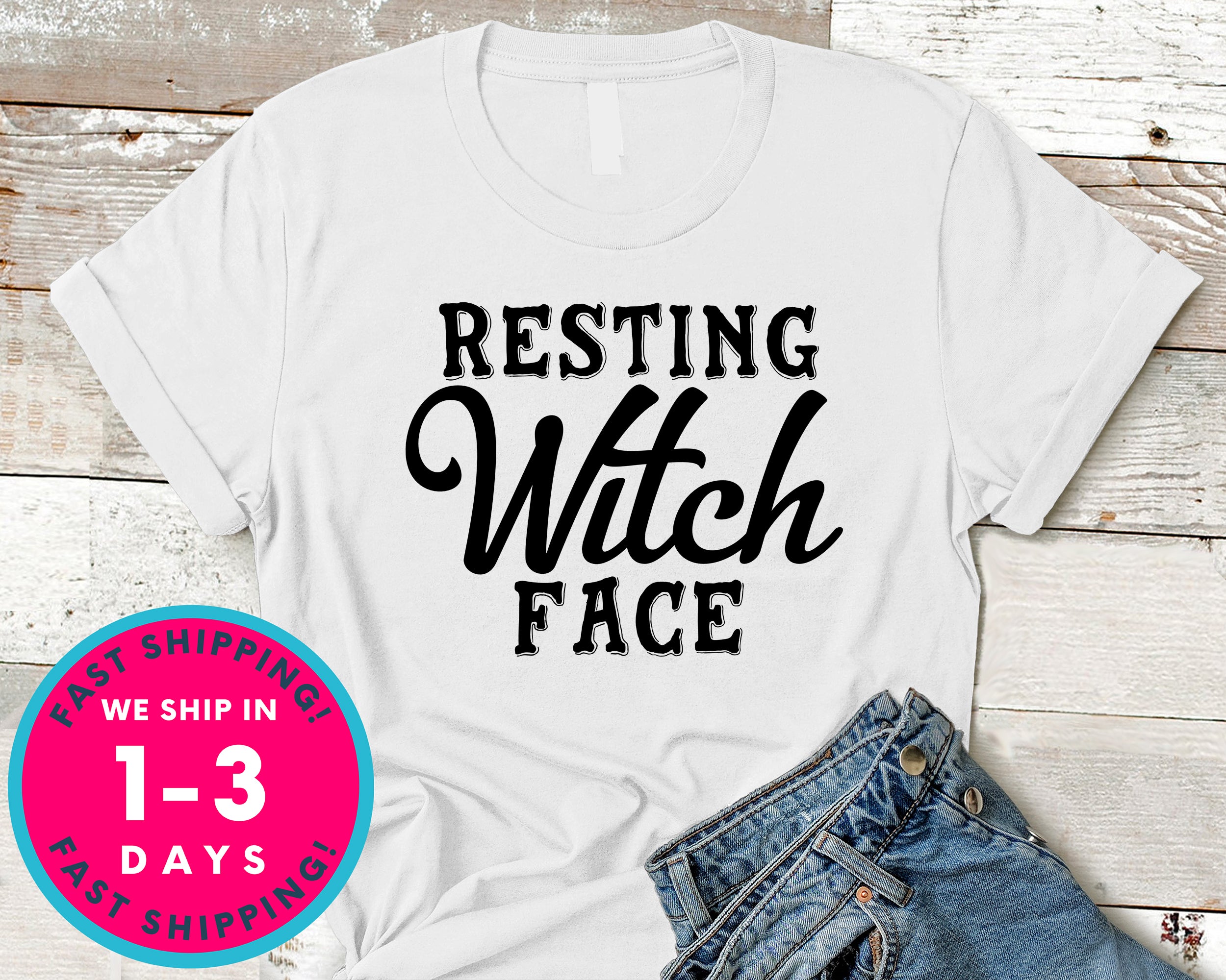 Resting Witch Face T-Shirt - Halloween Horror Scary Shirt