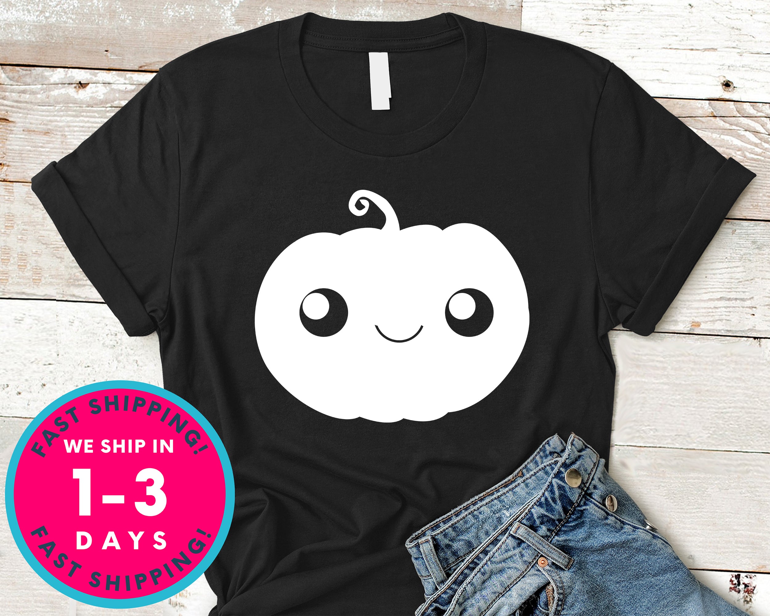 Halloween Smiling Pumpkin Face T-Shirt - Halloween Horror Scary Shirt