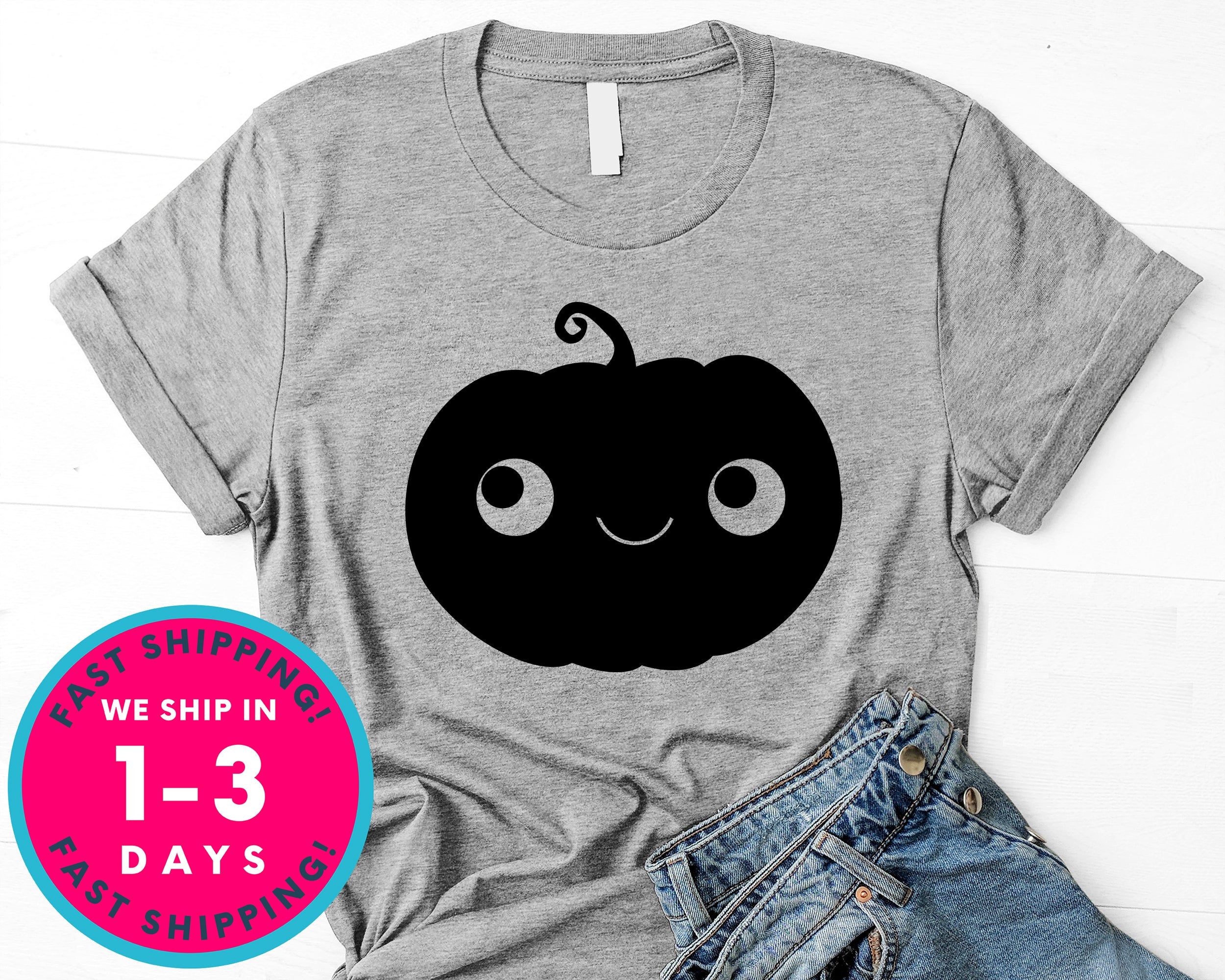 Halloween Smiling Pumpkin Face T-Shirt - Halloween Horror Scary Shirt