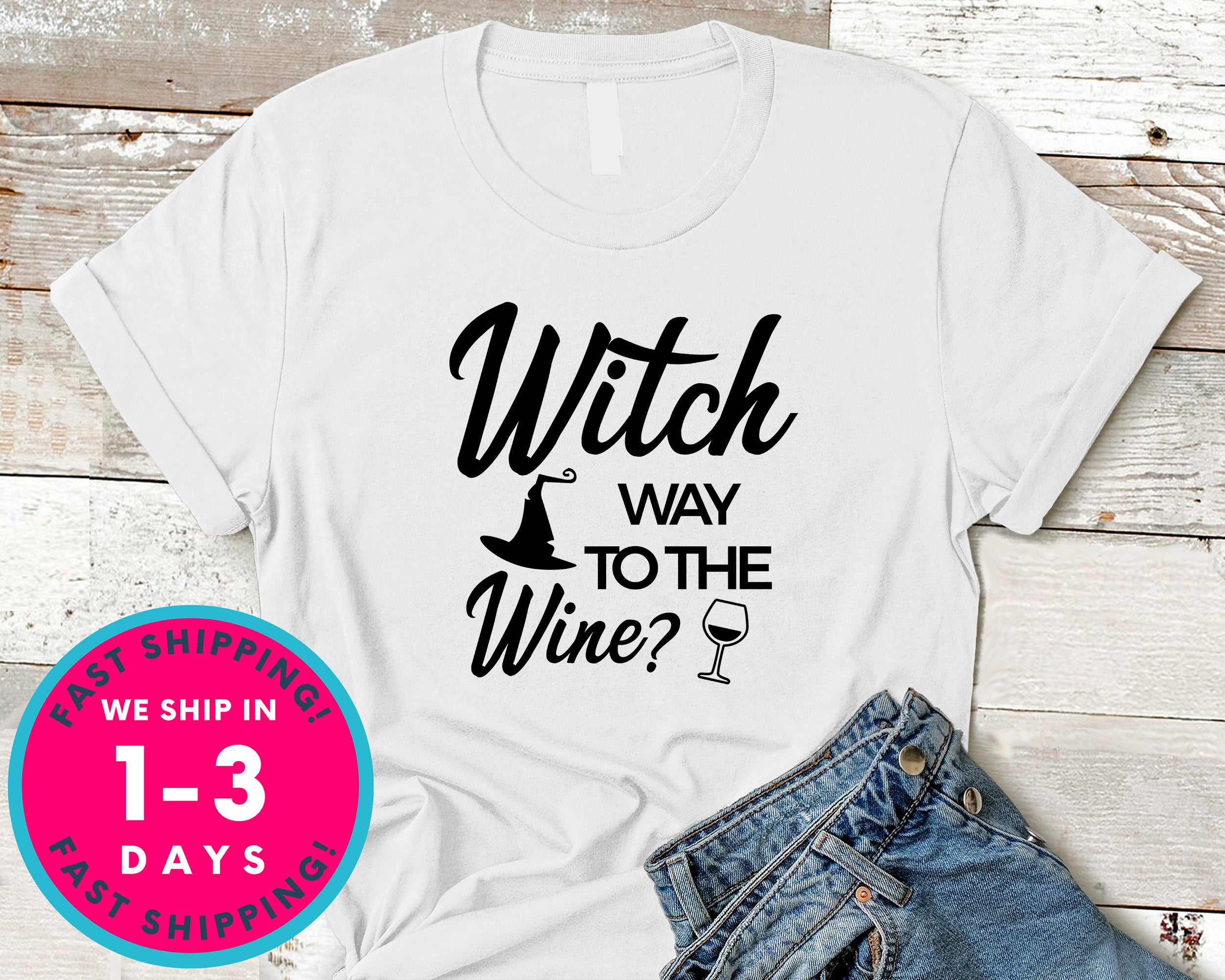Which Way To The Wine T-Shirt - Halloween Horror Scary Shirt