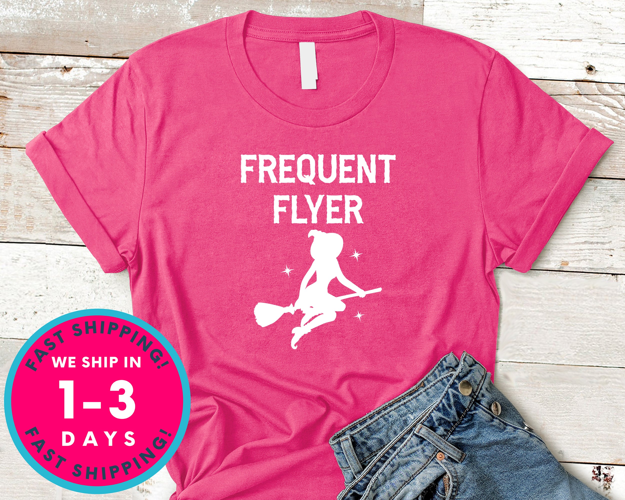 Frequent Flyer Witch Broom T-Shirt - Halloween Horror Scary Shirt