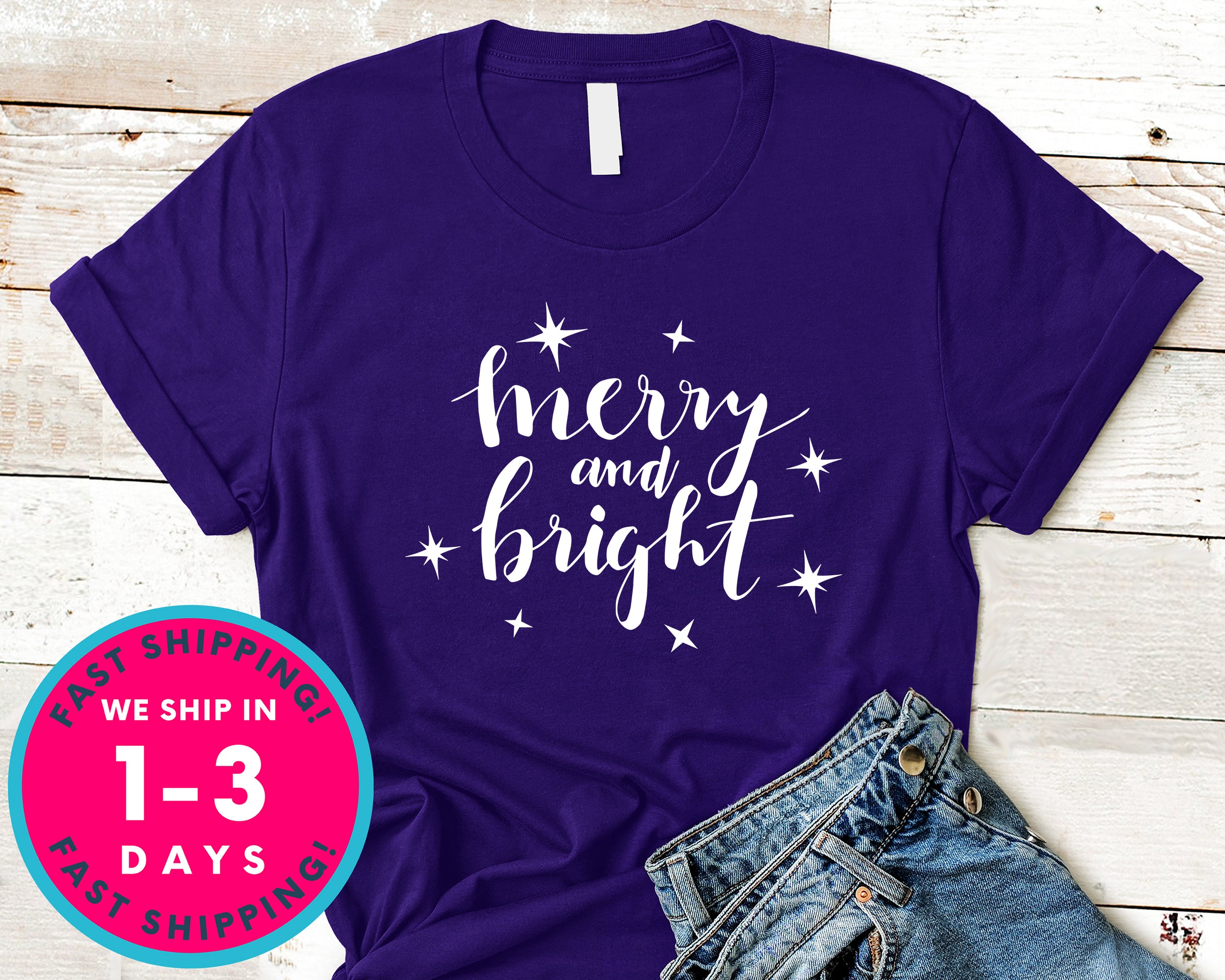 Merry And Bright T-Shirt - Christmas Shirt