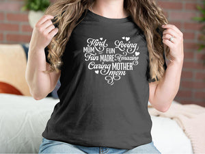 Mother Heart Words No Heart Fun Madre Amazing Caring Mother T-shirts